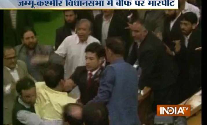 beef row bjp mla beats independent lawmaker in j k assembly