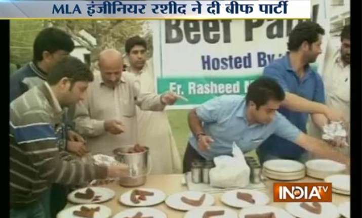bjp demands action against mla engineer rashid for hosting