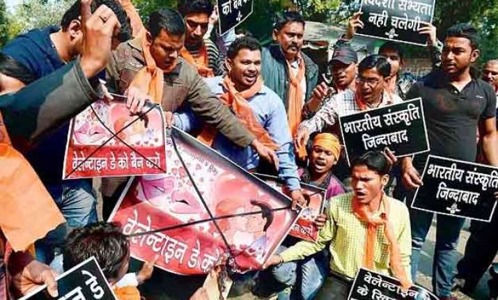 bajrang dal vhp men held for protesting valentine s day