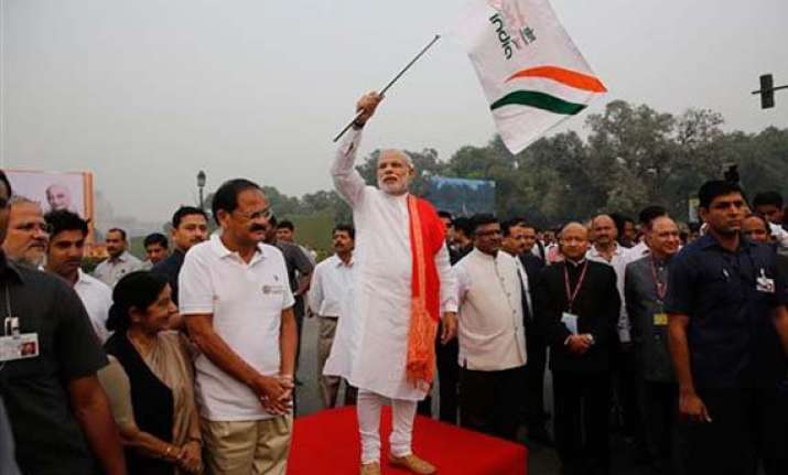 in pics narendra modi flags off run for unity