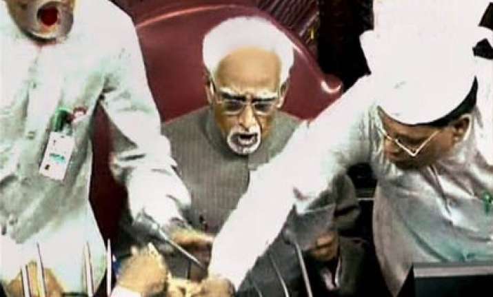 dmk aiadmk members scuffle in rajya sabha