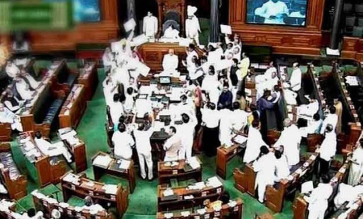 congress member bangs placard on speaker s table in lok