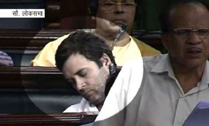 rahul gandhi caught sleeping in parliament during debate on