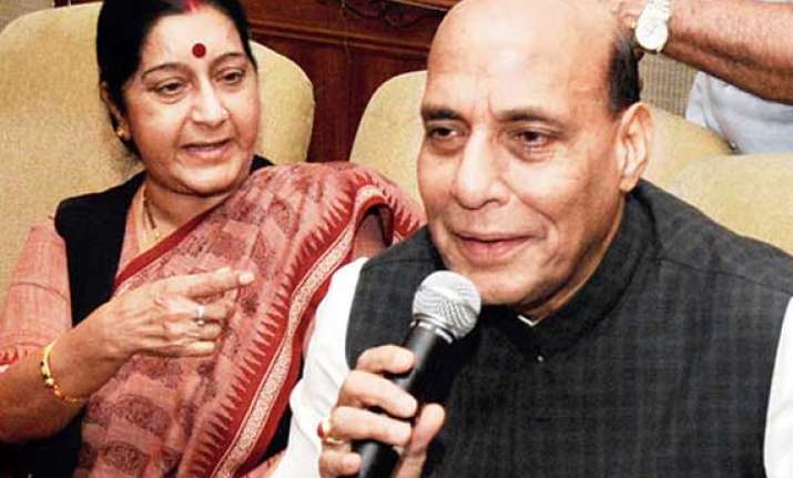 sushma denies being upset rajnath says party will decide