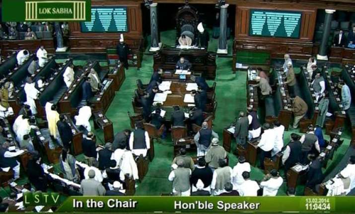 telangana bill stormy meeting between ls speaker and bjp