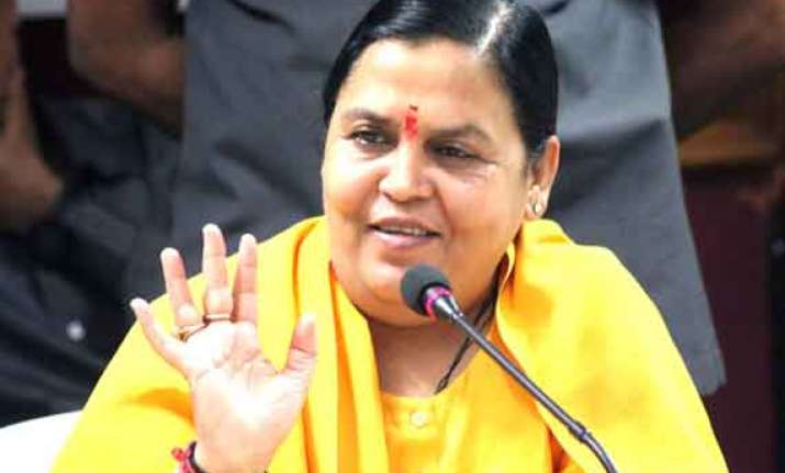 uma bharti bats for uninterrupted flow of ganga