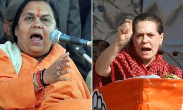 uma bharti attacks sonia in congress chief s turf