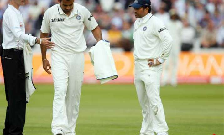 big blow for india zaheer gets hamstrung injury