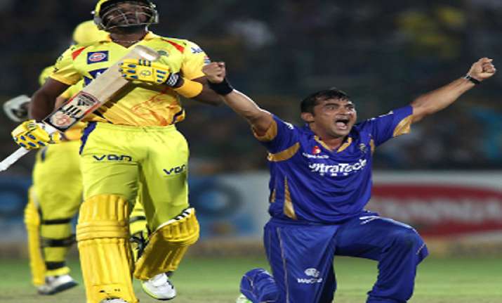 champions league rajasthan royals tame chennai to enter