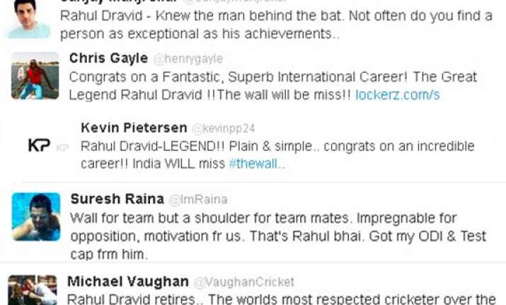 cricketing fraternity lauds rahul dravid