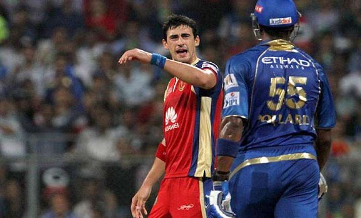 ipl 7 kieron pollard mitchell starc fined for on field spat