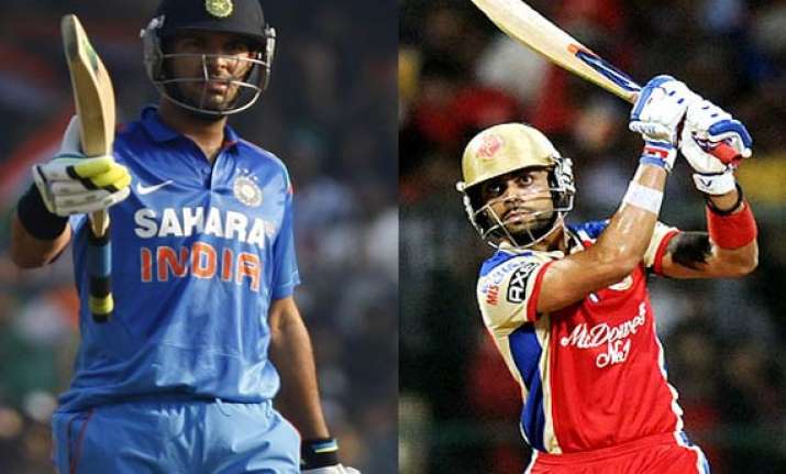 ipl 7 match 2 yuvi unbeaten half century helps rcb thrash
