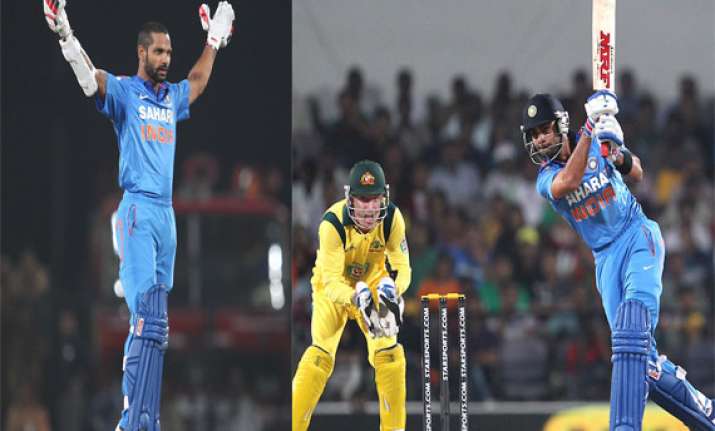 india australia kohli shikhar hit tons as india levels 2 2