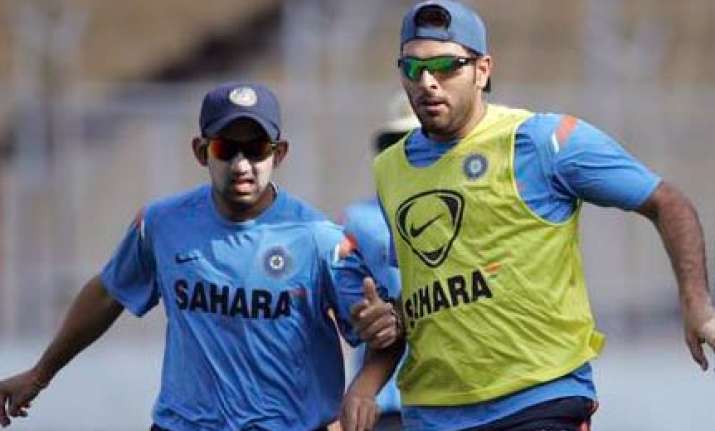 gambhir bats for yuvraj