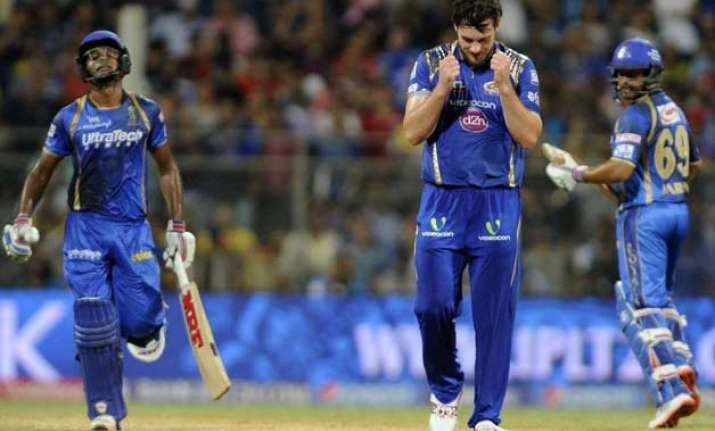 ipl 8 mumbai indians pull off 8 run victory over royals