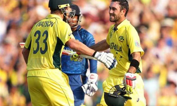 world cup 2015 maxwell ton guides australia to 376 vs sri