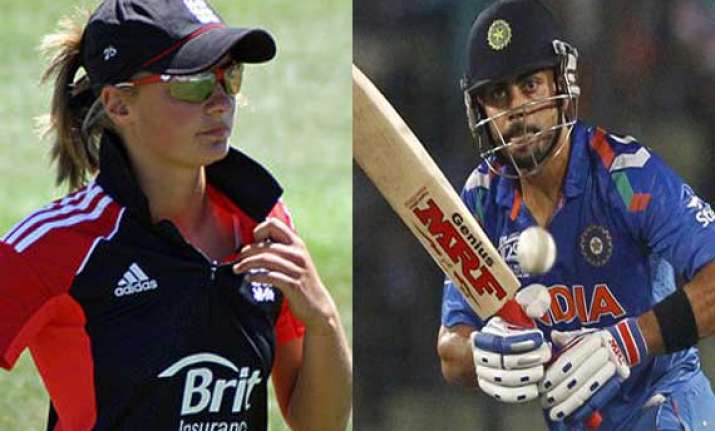 virat kohli hits english woman cricketer for a six