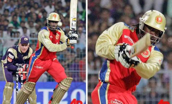 gayle storm blows away knight riders
