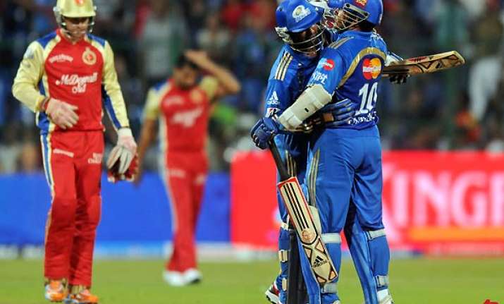 tendulkar rayudu help mi thrash rcb by 9 wickets