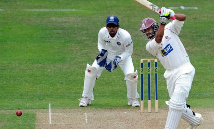 somerset pile up 329 for two as india struggle on first day