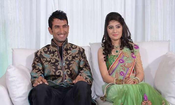 10 days after his engagement pujara strikes a maiden double