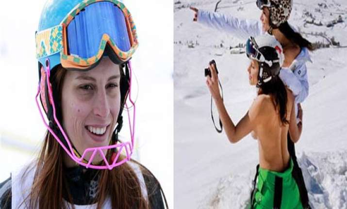 lebanese olympian skier goes topless probe ordered by