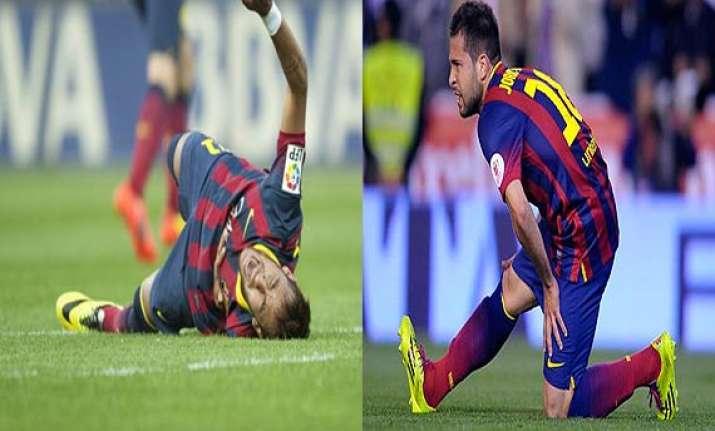 barcelona s neymar alba out for month with injuries