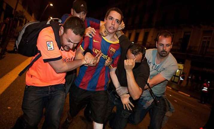 barcelona soccer celebrations turn violent