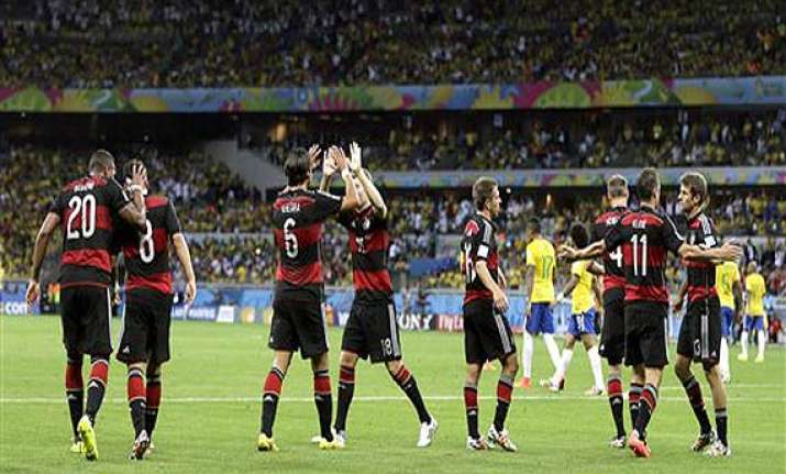 fifa world cup germany leads brazil 5 0 at halftime