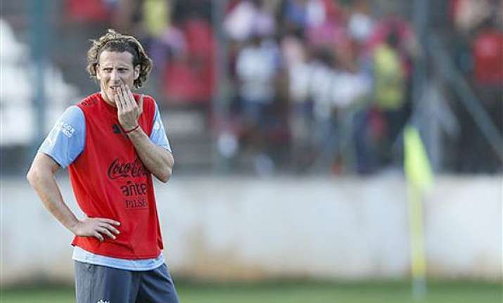 fifa world cup diego forlan starts up front for uruguay