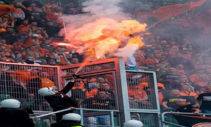 football fan in poland set on fire after being sprayed by