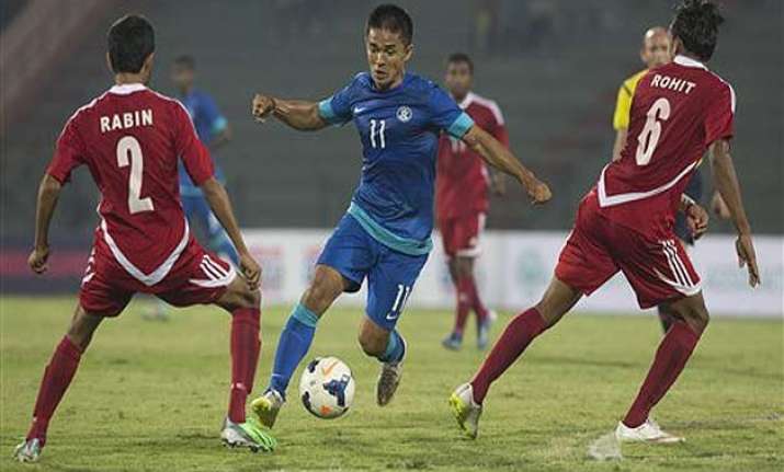 india beat nepal 2 0 in 1st leg of world cup qualifiers