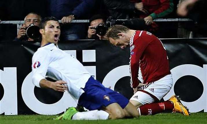 euro 2016 ronaldo scores as portugal beats denmark 1 0 in