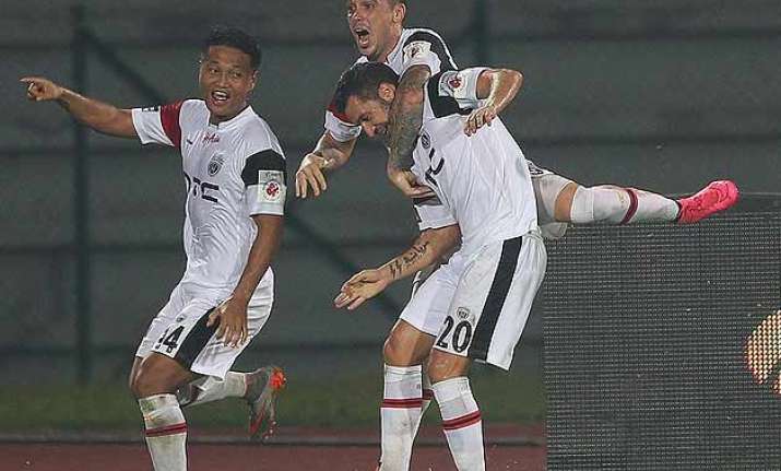 isl northeast beat chennaiyin 2 0 in ill tempered match