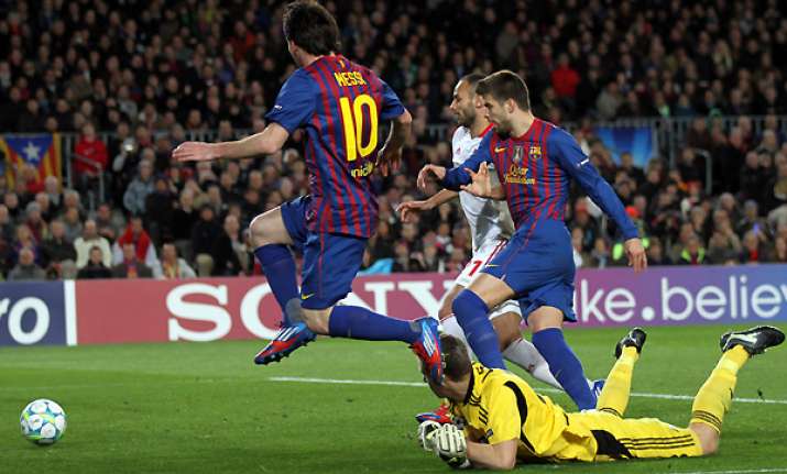 messi scores 5 as barcelona thrash leverkusen 7 1