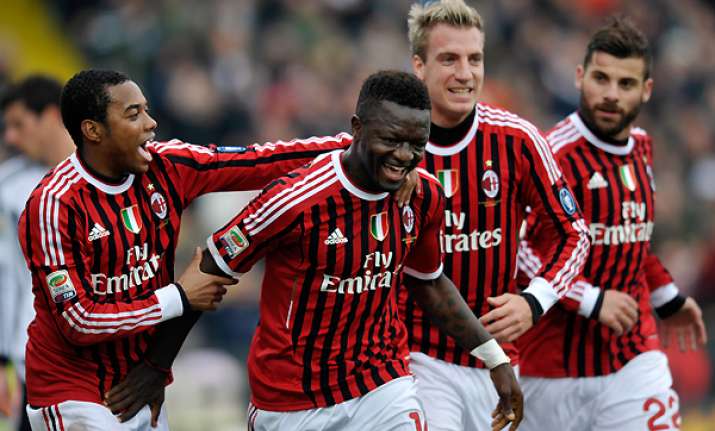 muntari scores as ac milan beats cesena 3 1