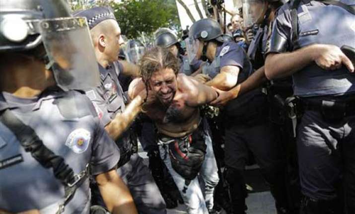 fifa world cup police and world cup protesters clash