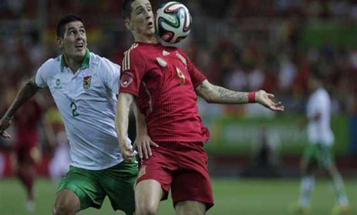 spain warms up for wcup with 2 0 win over bolivia