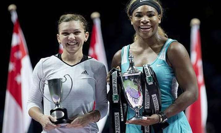 wta finals serena williams beats simona halep to win title