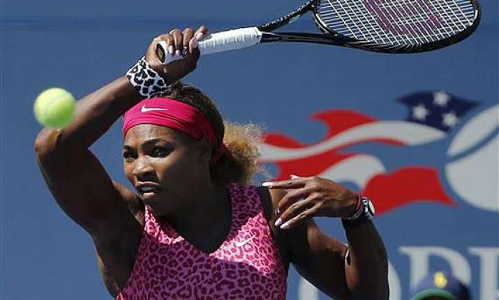 us open serena williams overcomes 3 early double faults to