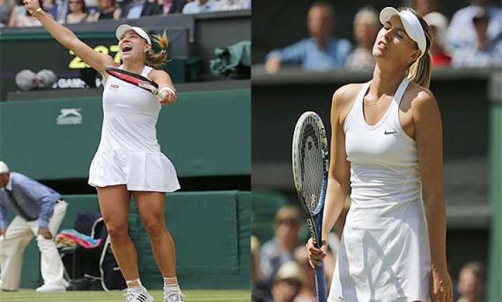 wimbledon maria sharapova falls to angelique kerber in