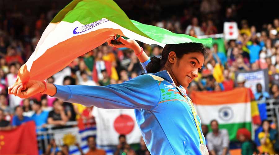 PV Sindhu wins a silver medal in women's singles badminton