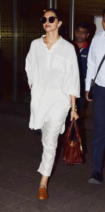 Deepika Padukone goes all white for her latest airport look Pics