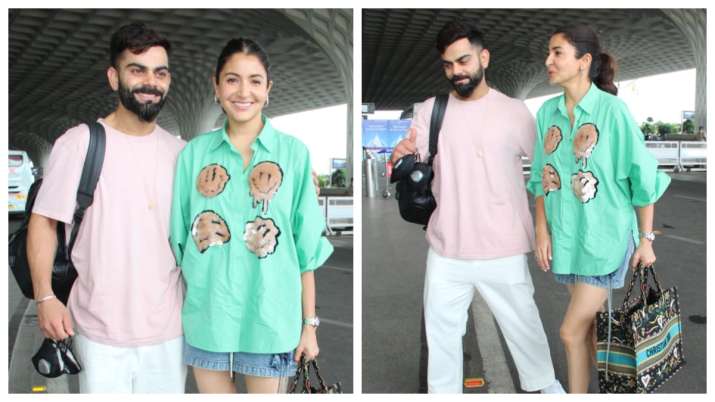 Anushka Sharma- Virat Kohli Glow as They Walk Hand-in-Hand at Mumbai  Airport- PICS
