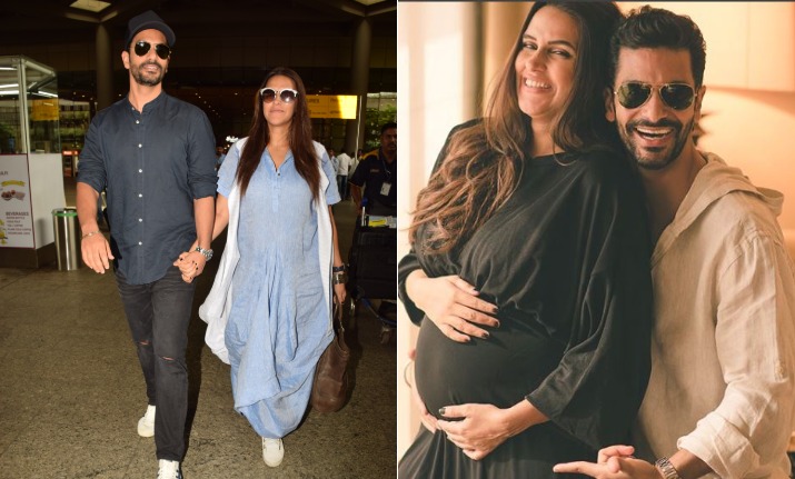 Pregnant Neha Dhupia flaunts baby bump as she walks hand-in-hand with