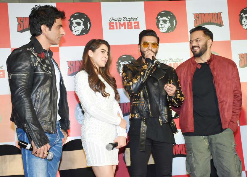 Simmba Promotions: Sara Ali Khan looks radiant in white while Ranveer Singh  kills in black leather jacket. See pics