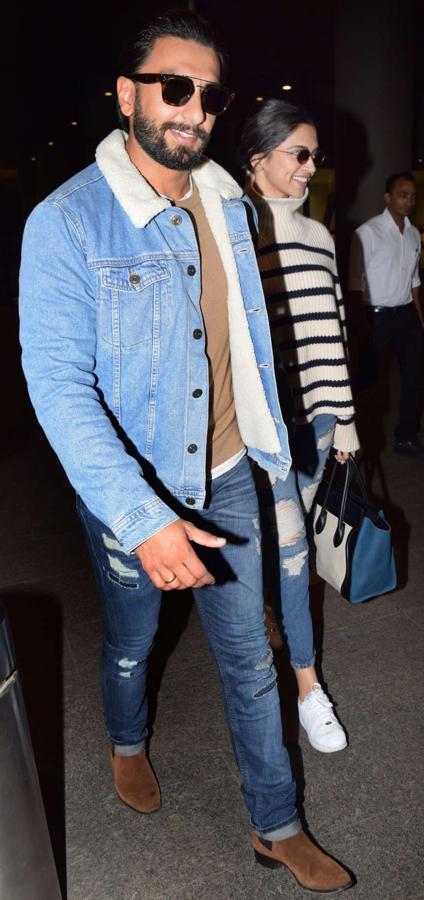 Deepika Padukone slays denim jacket season in style. Ranveer Singh