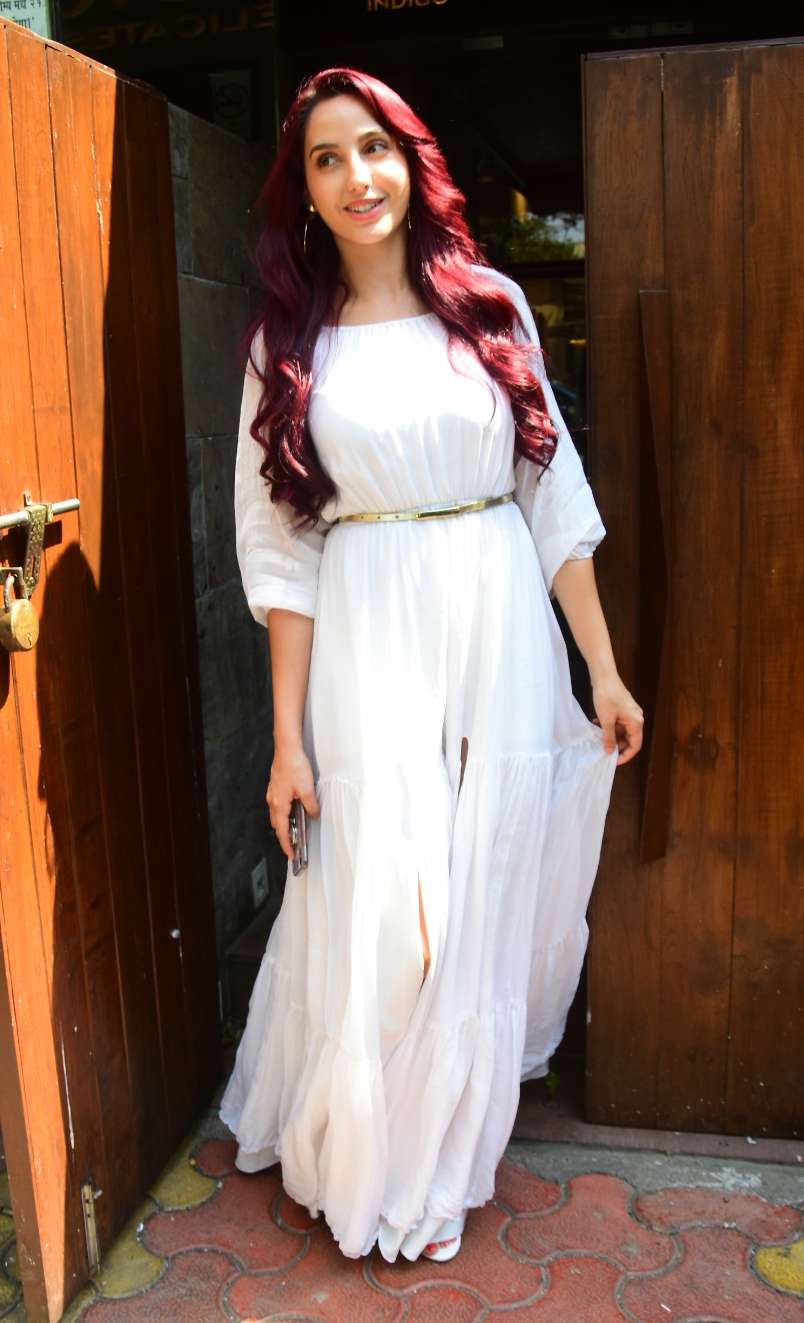 Nora Fatehi in pretty white dresses