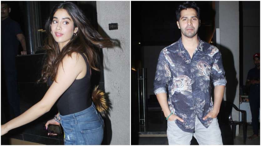 Janhvi Kapoor, Varun Dhawan with Natasha Dalal, Karan Johar at Shashank ...