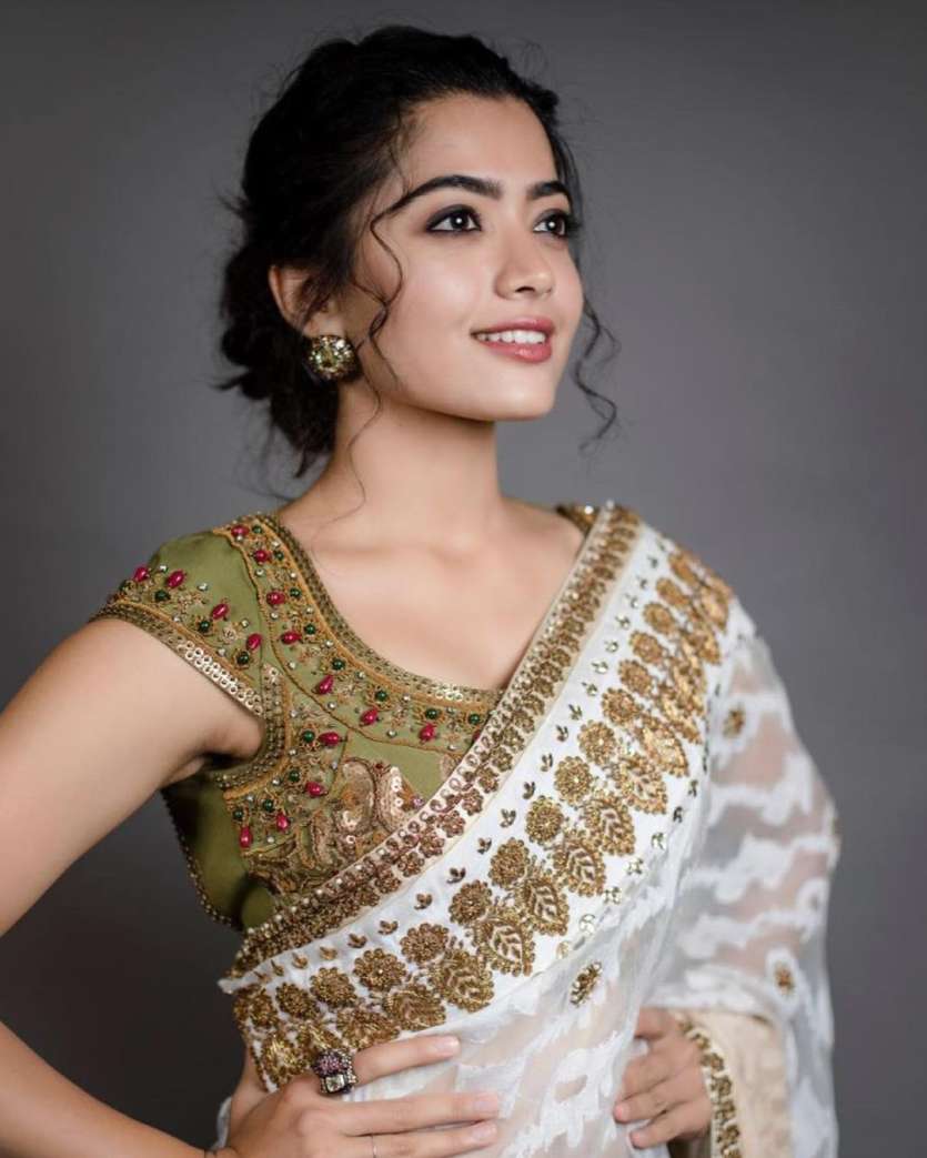 Rashmika Mandanna in a white saree! | Fashionworldhub